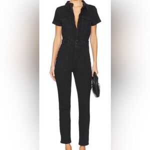 GOOD AMERICAN Fit For Success Black Short Sleeve Jumpsuit Women's Size LARGE NWT
